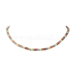 天然石ミックスのヘイシビーズネックレス（女性用）  ゴールドカラー  15.75インチ（40cm）&nbsp;NJEW-JN06423