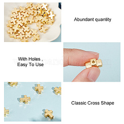 50個の合金ビーズ  カドミウムフリー＆鉛フリー  クロス  ゴールドカラー  15x12x5mm  穴：2mm&nbsp;TIBEB-HY0001-07