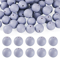 50個の食品グレードの環境に優しいシリコーンビーズ  ラウンド  グレー  15mm  穴：2mm&nbsp;SIL-TADJ0001-03A