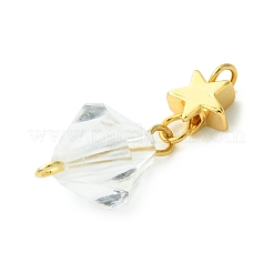 5Pcs Glass & Acrylic & Brass Pendants&nbsp;PALLOY-JF03069