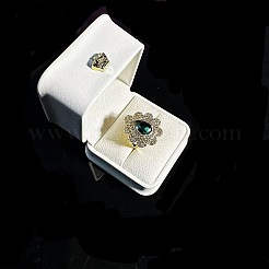 女性用合金ラインストーンペンダントネックレス＆スタッドピアス＆リングセット  ティアドロップ  エメラルド  450mm&nbsp;FS-WGBD3A6-02