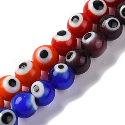 Chakra Theme Handmade Evil Eye Lampwork Beads Strands&nbsp;LAMP-G164-06A