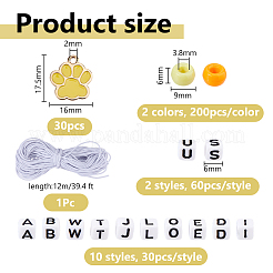 DIY 文字ビーズブレスレット作りキット  プラスチックビーズを含む  アクリルビーズ  合金ペンダントと伸縮性のあるコード  ミックスカラー  6x6x6mm  穴：3.2mm&nbsp;DIY-DC0004-05