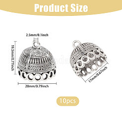 チベット風合金ペンダントベイル10個  タッセルキャップ保釈  コラム  アンティークシルバー  19.5x20mm  穴：2.5mm  内径：17mm&nbsp;FIND-CA0010-63AS