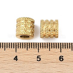 イオンプレーティング（IP）202ステンレスビーズ  テクスチャー加工された波形柱  18KGP本金メッキ  8x8mm  穴：4mm&nbsp;STAS-Q336-06G