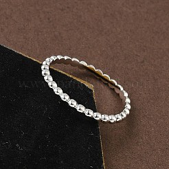 925スターリングシルバープレーンバンドリング  丸いビーズ  プラチナ  2mm  内径：19mm&nbsp;RJEW-P164-01D-P