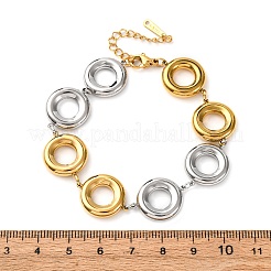 304ステンレススチールリンクブレスレット  女性のためのジュリー  フラットラウンド  ゴールデン·ステンレス鋼色  6-3/4インチ（17.2cm）&nbsp;BJEW-K284-01GP