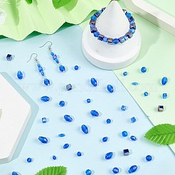 透明ガラスビーズ  多面カット  混合図形  ブルー  3~8x3~8x3~8mm  穴：0.4~1.2mm  900個/セット&nbsp;GLAA-SP0001-50B
