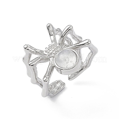 スパイダー ナチュラル レインボー ムーンストーン カフ リング  女性用プラチナトーンブラスオープンリング  4.5~22mm  内径：usサイズ7 1/4（17.5mm）&nbsp;RJEW-G273-02P-06