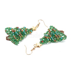 Glass Seed Beads Christmas Tree Dangle Earrings&nbsp;EJEW-JE04482