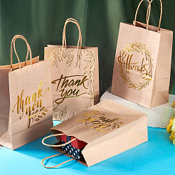 8Pcs 4 Styles Gold Stamp Thank You Printed Paper Gift Tote Bags&nbsp;ABAG-TA0001-61