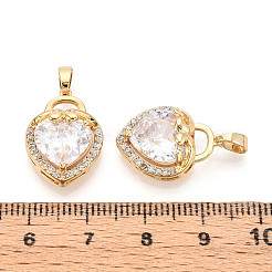 Brass Micro Pave Cubic Zirconia Pendants&nbsp;KK-N272-04G