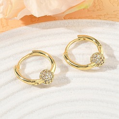 真鍮製マイクロパヴェキュービックジルコニアフープピアス  ラウンド  鉛フリー＆カドミウムフリー  ラックめっき  長持ちメッキ  18KGP本金メッキ  16x16x6mm&nbsp;KK-CBA98BA-17G
