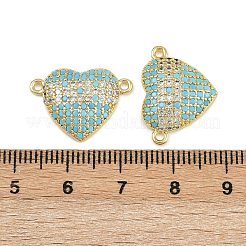 Brass Micro Pave Cubic Zirconia Heart Connector Charms&nbsp;KK-C114-26A-G