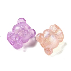 明るい透明なアクリルビーズ  グリッターパウダー付き  暗闇で光る  ミックスカラー  クマ  21x17x13mm  穴：3mm&nbsp;X-OACR-G033-06D