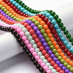 ベーキングラウンドプリントガラスビーズ連売り  ミックスカラー  8.5~9mm  穴：1.5mm  約105個/連  31.8インチ&nbsp;DGLA-Q020-8mm-M