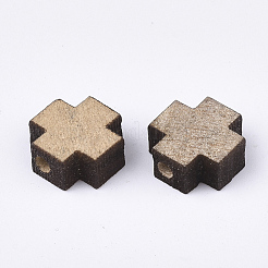 天然木製ビーズ  クロス  ナバホホワイト  9.5~10x9.5~10x4~5mm  穴：1.8mm&nbsp;WOOD-S050-42B-02