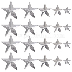 120個 5スタイル アイアンディスプレイデコレーション  メタルスターオーナメント  プラチナ  25~70x27~70x0.1~3mm  20~30個/スタイル&nbsp;IFIN-GF0001-50