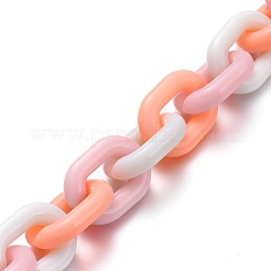 手作りの不透明アクリルアズキチェーン  オーバル  ミックスカラー  リンク：19x14x4mm  約39.37インチ（1m）/連&nbsp;AJEW-JB00550