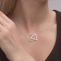 Geometric Triangle Silver Necklace and Earrings Set for Everyday Wear&nbsp;RC4347-3