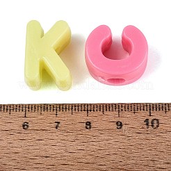 不透明なプラスチック製のヨーロッパのビーズ  文字L  大穴ビーズ  文字L  ミックスカラー  20~21x14~19x13.5mm  穴：5.5~6mm  約181個/500g&nbsp;KY-Q010-04