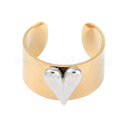 304 Stainless Steel Heart Open Cuff Rings&nbsp;RJEW-C095-04G