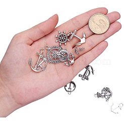Tibetan Silver Anchor & Helm Pendants&nbsp;TIBEP-PH0004-15AS-WH