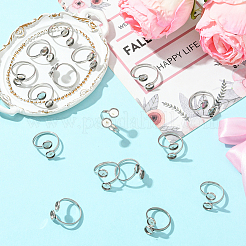 16Pcs 304 Stainless Steel Open Cuff Ring Findings&nbsp;STAS-BBC0008-18