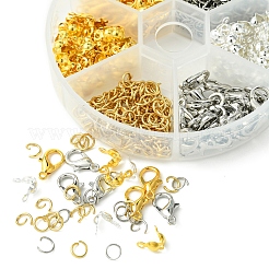 DIY Zinc Alloy Lobster Claw Clasps & 304 Stainless Steel Open Jump Rings & Brass Bead Tips Making Findings Kits&nbsp;DIY-FS0006-92