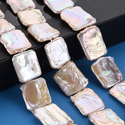 天然ケシパールビーズ連売り  養殖淡水パール  長方形  リネン  17~24x16~21x3~8mm  穴：0.6mm  約19~20個/連  15.75~16.14インチ（40~41cm）&nbsp;PEAR-S020-K02