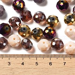 ガラスビーズ  多面カット  ロンデル  パープル  10x8mm  穴：1mm  約67個/60g&nbsp;EGLA-A034-SM10mm-13