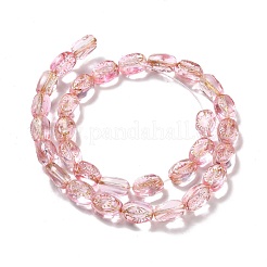 透明ガラスビーズ連売り  オーバル  ピンク  11x8x5.5mm  穴：1mm  約32個/連  13.78インチ（35cm）&nbsp;GLAA-F114-05A