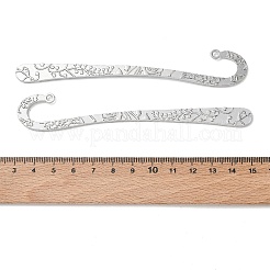 フローラ合金製フック付きしおり  プラチナ  120x20.5x2.5mm  穴：3mm&nbsp;AL-CBA612E-08P