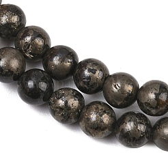 天然石パイライトビーズ連売り  ラウンド  6mm  穴：1mm  約32個/連  7.5インチ&nbsp;G-P303-01-6mm-8