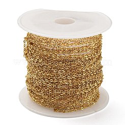 304ステンレススチールアズキチェーン  ハンダ付け  スプールで  18KGP本金メッキ  2x1.5x0.3mm  10 m /ロール&nbsp;CHS-C009-19B-G