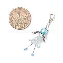 花の天使のアクリルペンダント装飾  合金製カニカン付き  ミックスカラー  54~56mm  6個/セット&nbsp;HJEW-JM03658