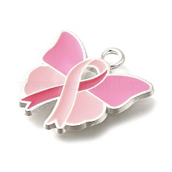 Breast Cancer Pink Awareness Ribbon Theme Alloy Enamel Pendants&nbsp;ENAM-C026-01I-S