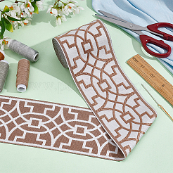 5m ポリエステル刺繍幾何学リボン  ジャカードリボン  衣料品用  ペルー  3-1/4インチ（82~83mm）  約5.47ヤード（5m）/バッグ&nbsp;OCOR-FG0002-14C