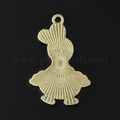 ライトゴールドトーン合金エナメルチャーム  ウサギの耳アヒルのチャーム  ホワイト  33.5x21x1.3mm  穴：2mm&nbsp;ENAM-C013-01D