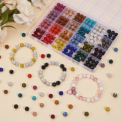 240Pcs 24 Colors Pave Disco Ball Beads&nbsp;RB-PA0001-09B