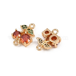 Brass Pave Orange Cubic Zirconia Fruit Connector Charms&nbsp;KK-C115-02A-G