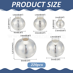 220個 5スタイル 真鍮スペーサービーズ  長持ちメッキ  ラウンド  銀  2.3~6x2~5.5mm  穴：1~1.6mm&nbsp;KK-ME0002-98