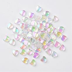 透明なアクリルビーズ  ハート  クリアAB  8x8x3mm  穴：1.5mm  約2800個/500g&nbsp;PL539-822