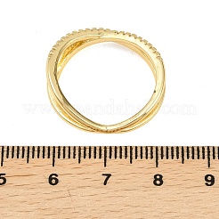 真鍮製マイクロパヴェキュービックジルコニア指輪指輪  クロスリングを縦横に  18KGP本金メッキ  7.5mm  usサイズ8 3/4(18.7mm)&nbsp;RJEW-D340-01G-01