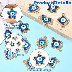 12Pcs 6 Styles Alloy Enamel Blue Evil Eye Links Connector Charms with Resin&nbsp;ENAM-YW0009-25