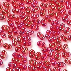 ガラスシードビーズ  透明色  ABカラー  ピーナッツ  カメリア  2~2.5x4x2mm  穴：0.8~0.9mm  約15000個/ポンド&nbsp;SEED-A033-02A-04