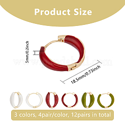12Pair 3 Colors Alloy Enamel Huggie Hoop Earrings for Women&nbsp;EJEW-DC0001-35