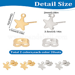 40Pcs 2 Colors 304 Stainless Steel Stud Earring Findings&nbsp;STAS-LP0002-09