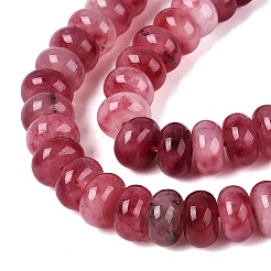天然石ホワイトジェイドビーズ連売り  滑らかなロンデル  染め  サクランボ色  10~10.5x5.5~6mm  穴：0.7~1.2mm  約61~69個/連  14.37~15.55インチ（36.5~39.5cm）&nbsp;G-Q613-01F-31