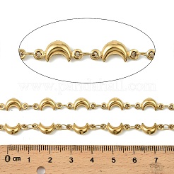 304ステンレススチールムーンリンクチェーン  スプールで  ハンダ付け  18KGP本金メッキ  14x6x3.5mm&nbsp;CHS-A017-02A-G